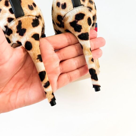 Gucci Web Stripe Sylvie Leopard Animal Print Heels Pumps 38.5, 8.5 - Picture 5 of 12